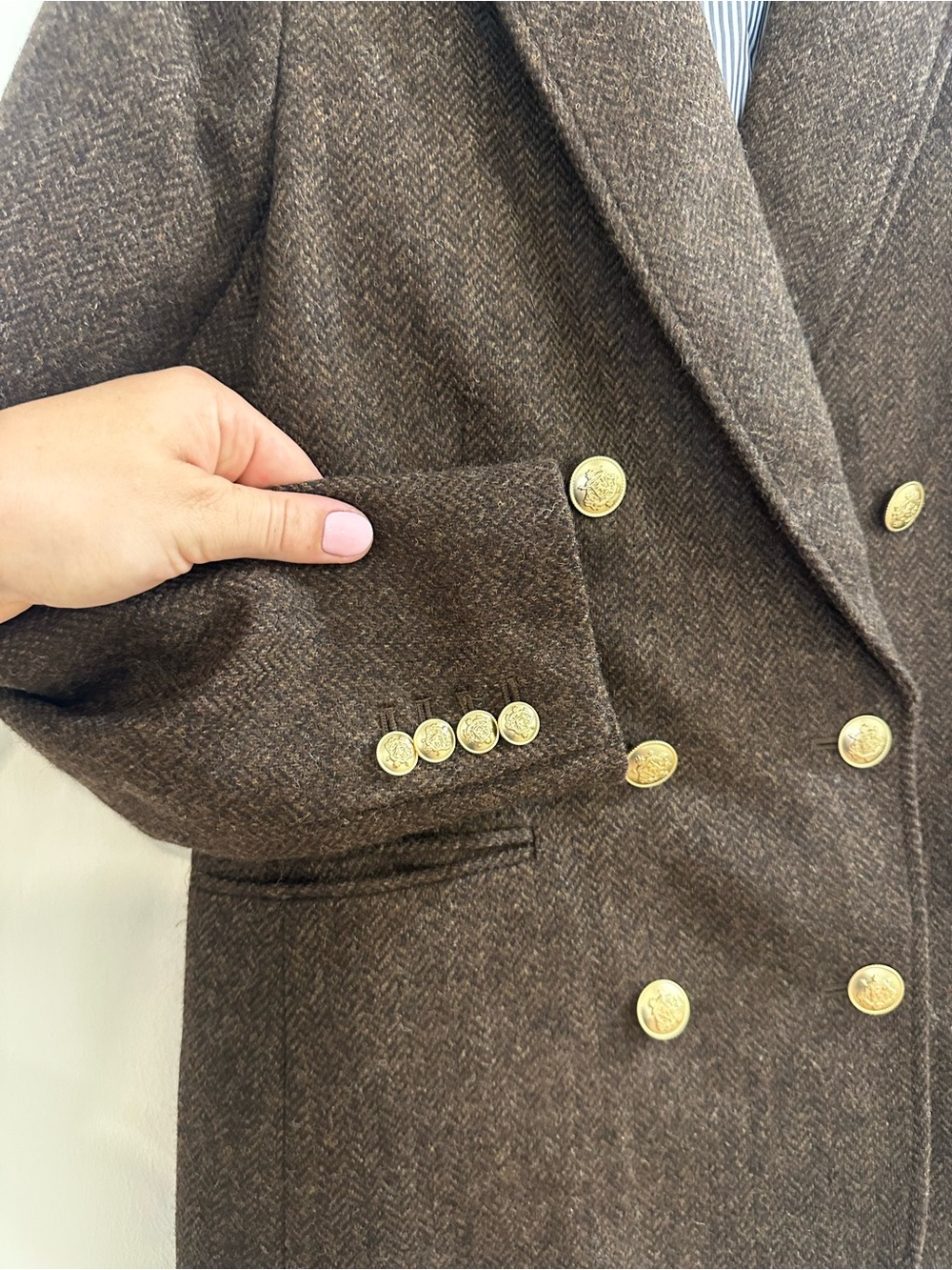 J.Crew Bristol Blazer Chocolate Umber Herringbone Wool Double-Breasted size 6 - Picture 6 of 15
